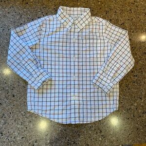 Janie and Jack White Button-Down Shirt with Red and Navy Windowpane